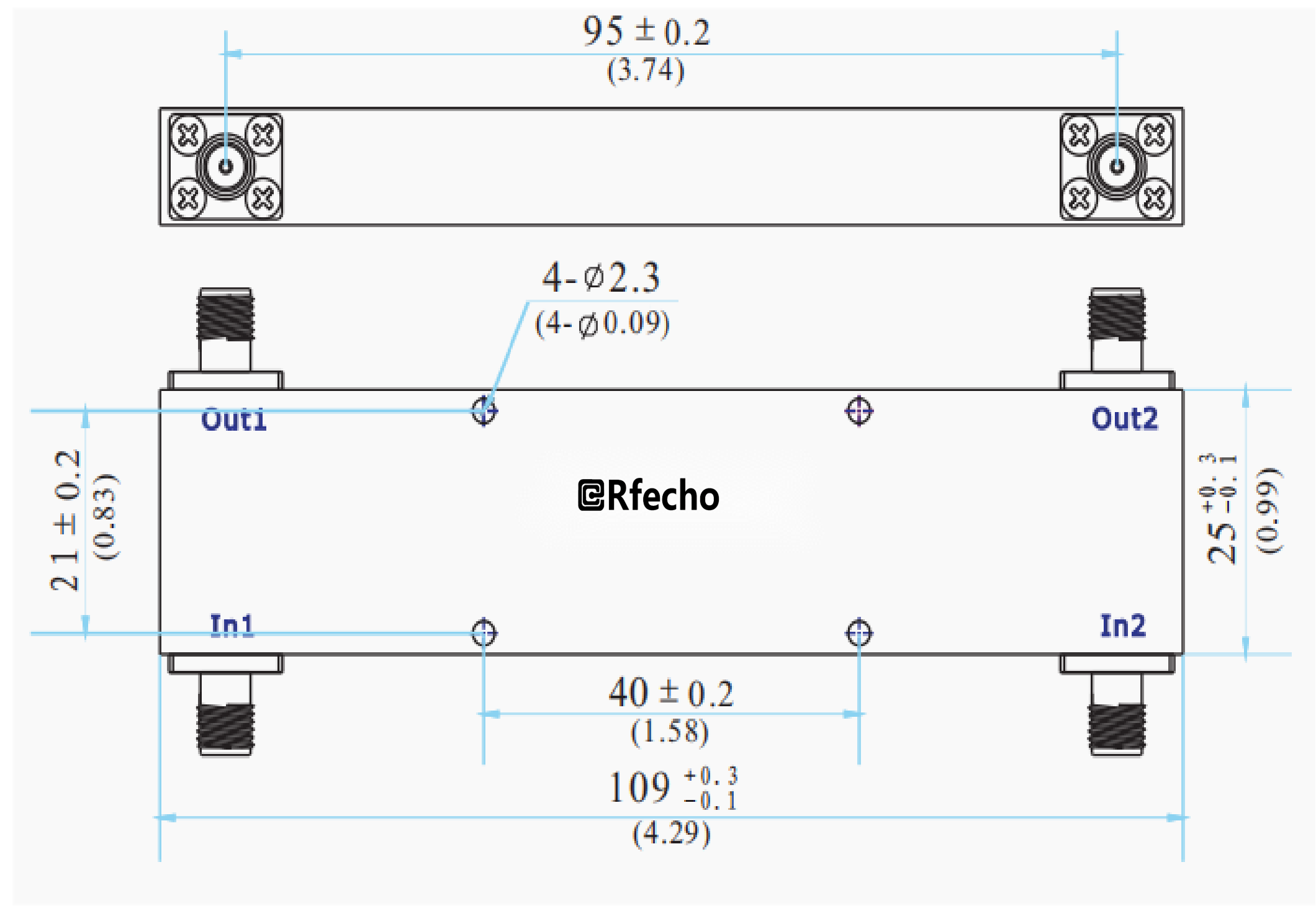 1-4GHz Broadband 90-Degree Hybrid Coupler-Outline