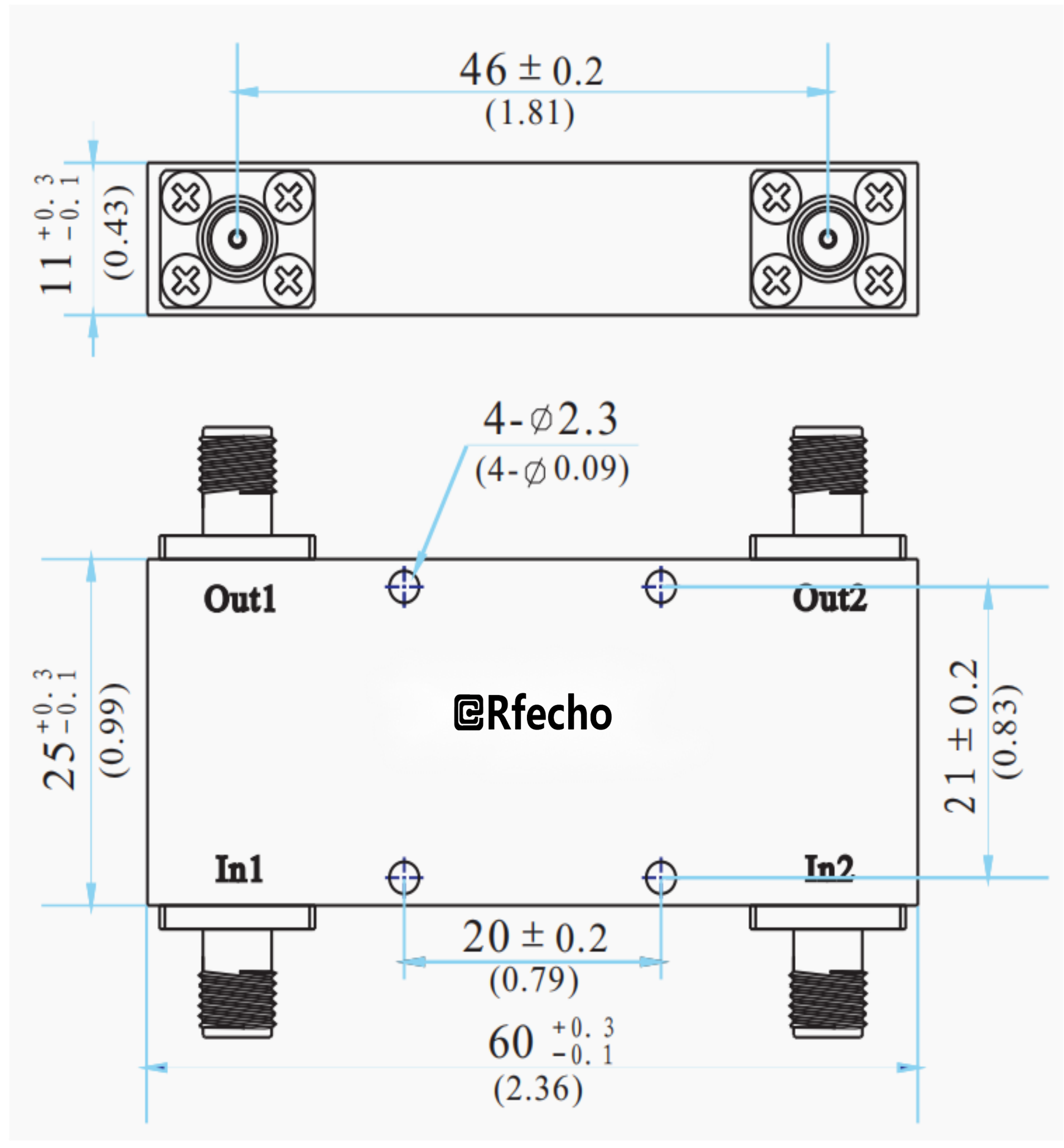 2-8GHz Broadband 90-Degree Hybrid Coupler-Outline