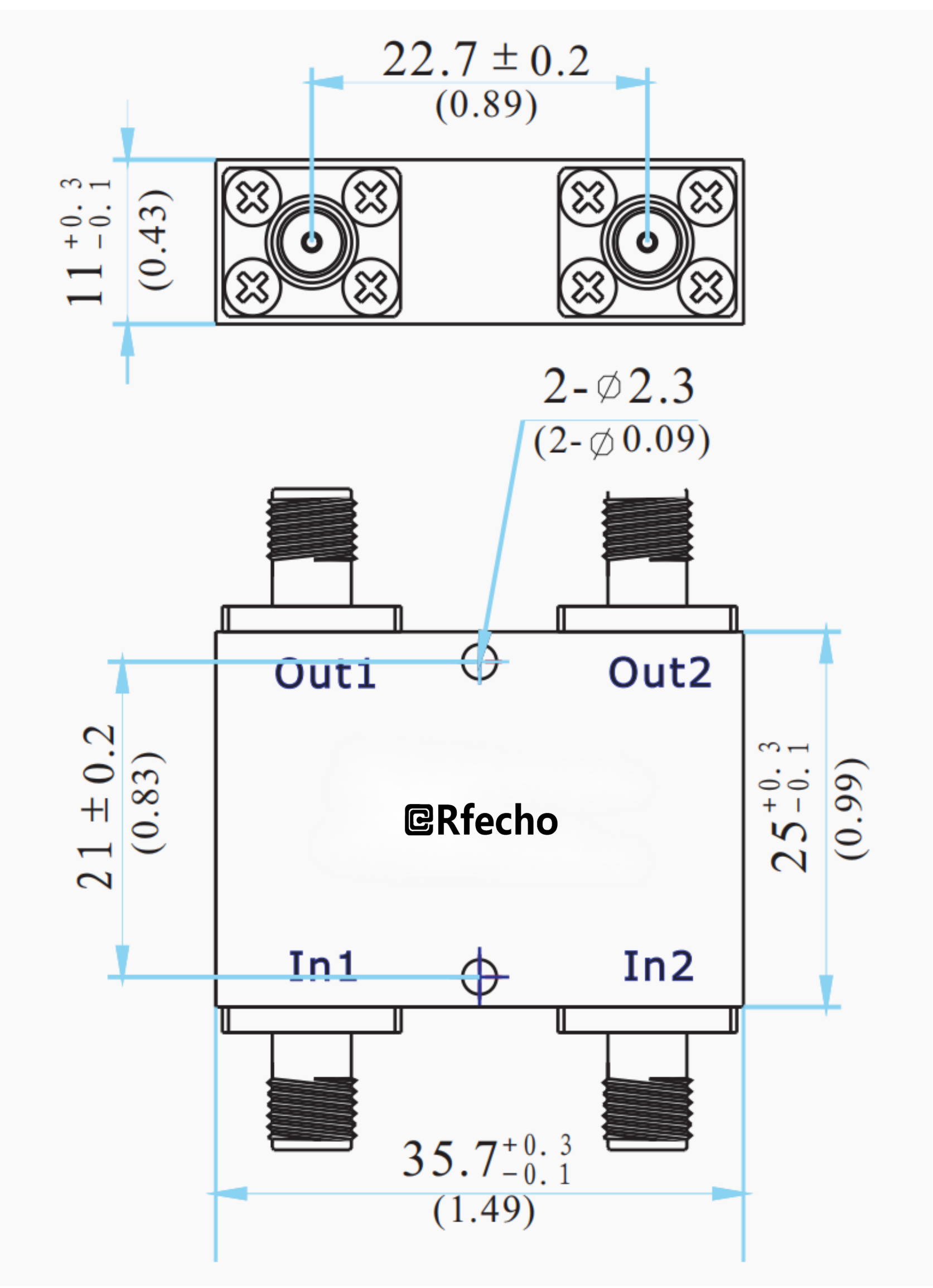 4-18GHz Broadband 90-Degree Hybrid Coupler-Outline