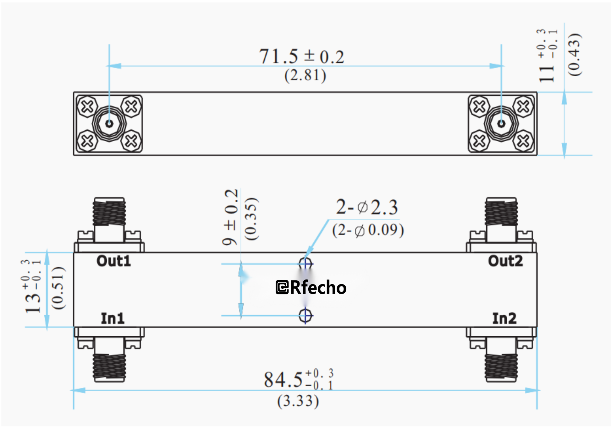 0.5-1GHz Broadband 90-Degree Hybrid Coupler-Outline