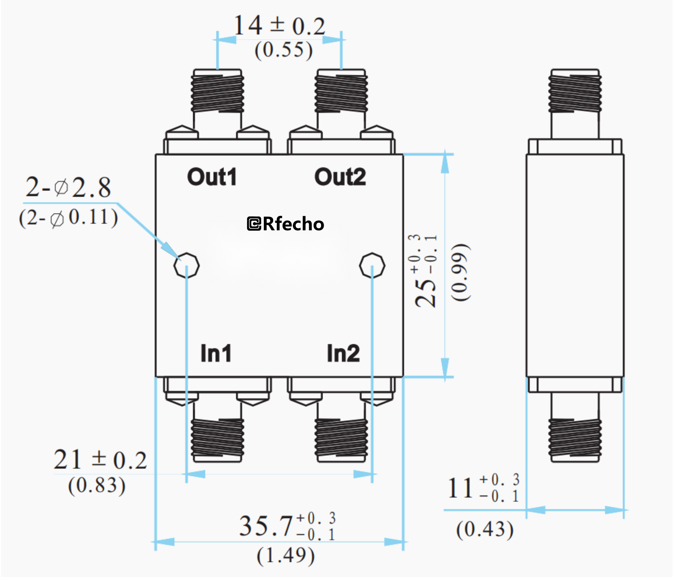 6-18GHz Broadband 90-Degree Hybrid Coupler-Outline