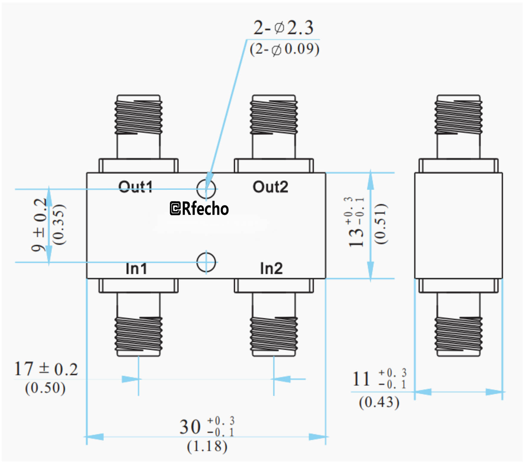2.6-5.2GHz Broadband 90-Degree Hybrid Coupler-Outline