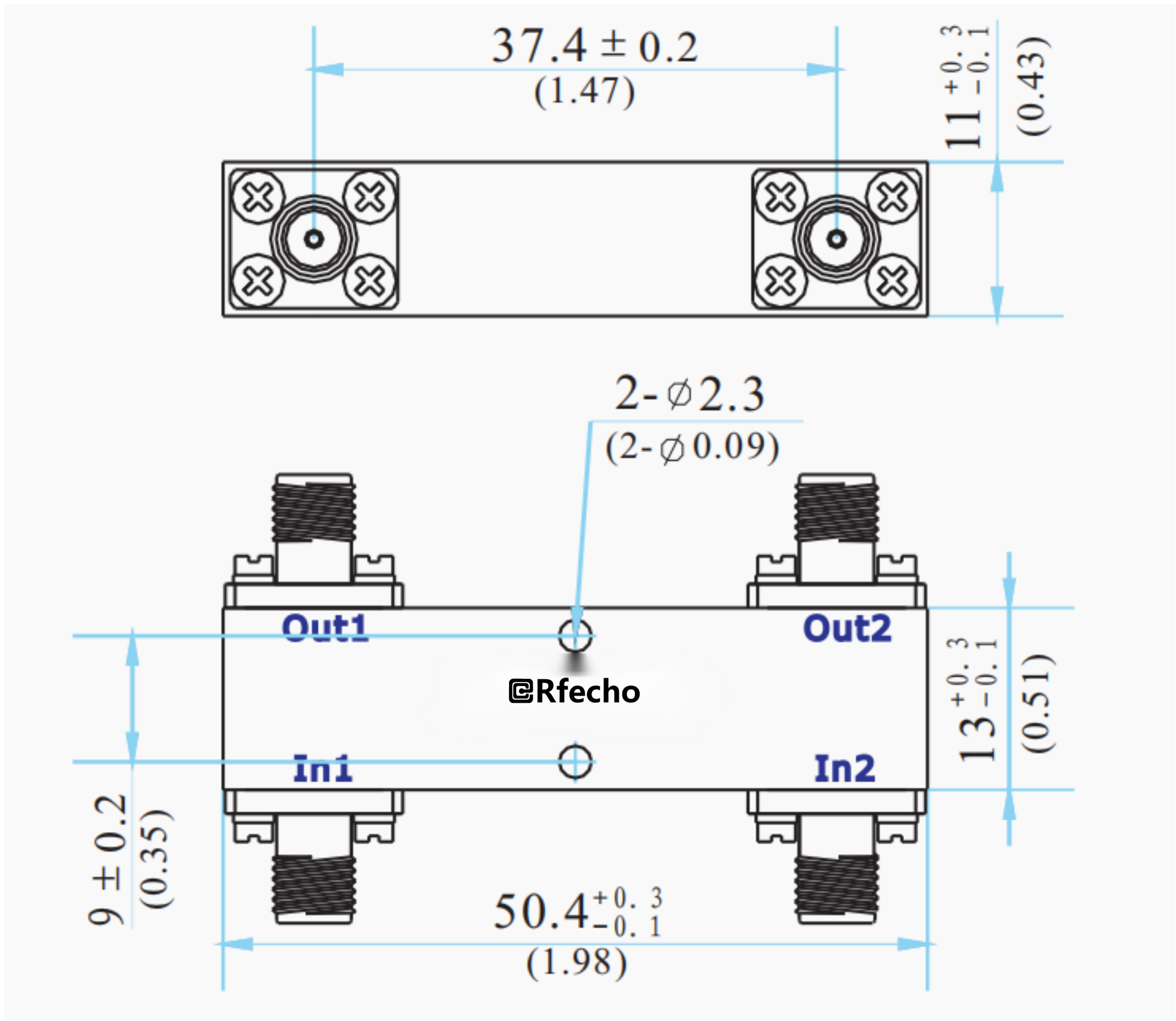 0.75-1.5GHz Broadband 90-Degree Hybrid Coupler-Outline