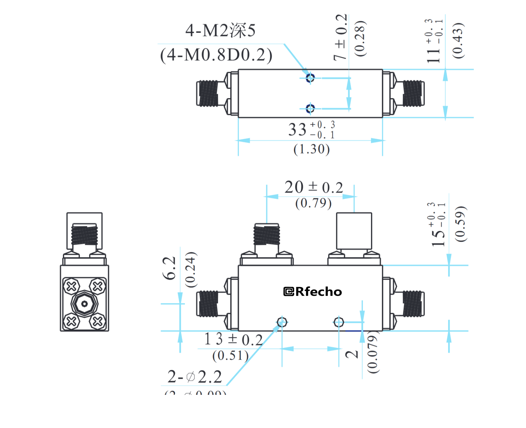 4-18GHz 0.6dB OCP-A1 Series General Purpose Directional Coupler-Outline