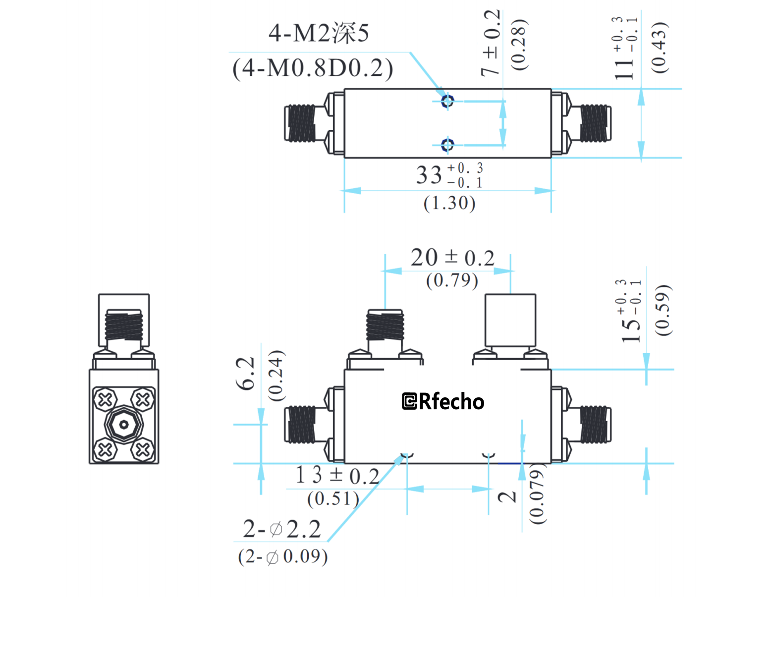 4-18GHz 0.6dB OCP-A1 Series General Purpose Directional Coupler-Outline
