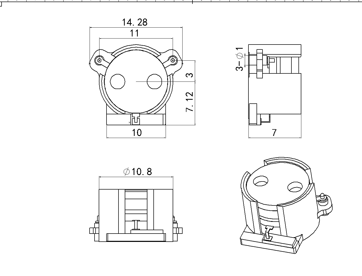 2.496 GHz to 2.69 GHz, 0.35 dB Insertion Loss, 20.0 dB Isolation, SMD Series Isolators Isolator-OG102B-2496-2690-Outline