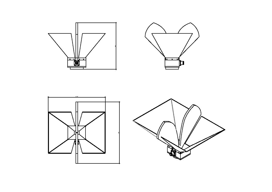 Ultra wide-band dual ridged horn antenna 0.8-18GHz-Outline