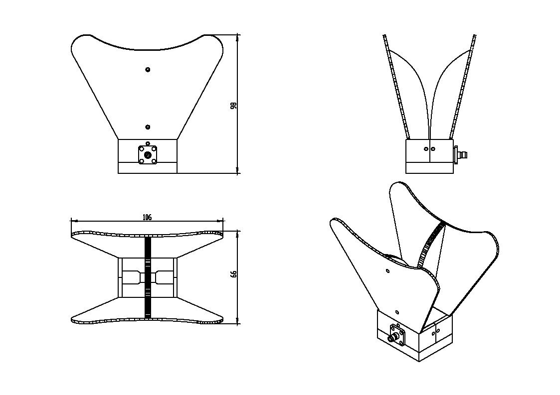 Ultra wide-band dual ridged horn antenna 10-40GHz-Outline