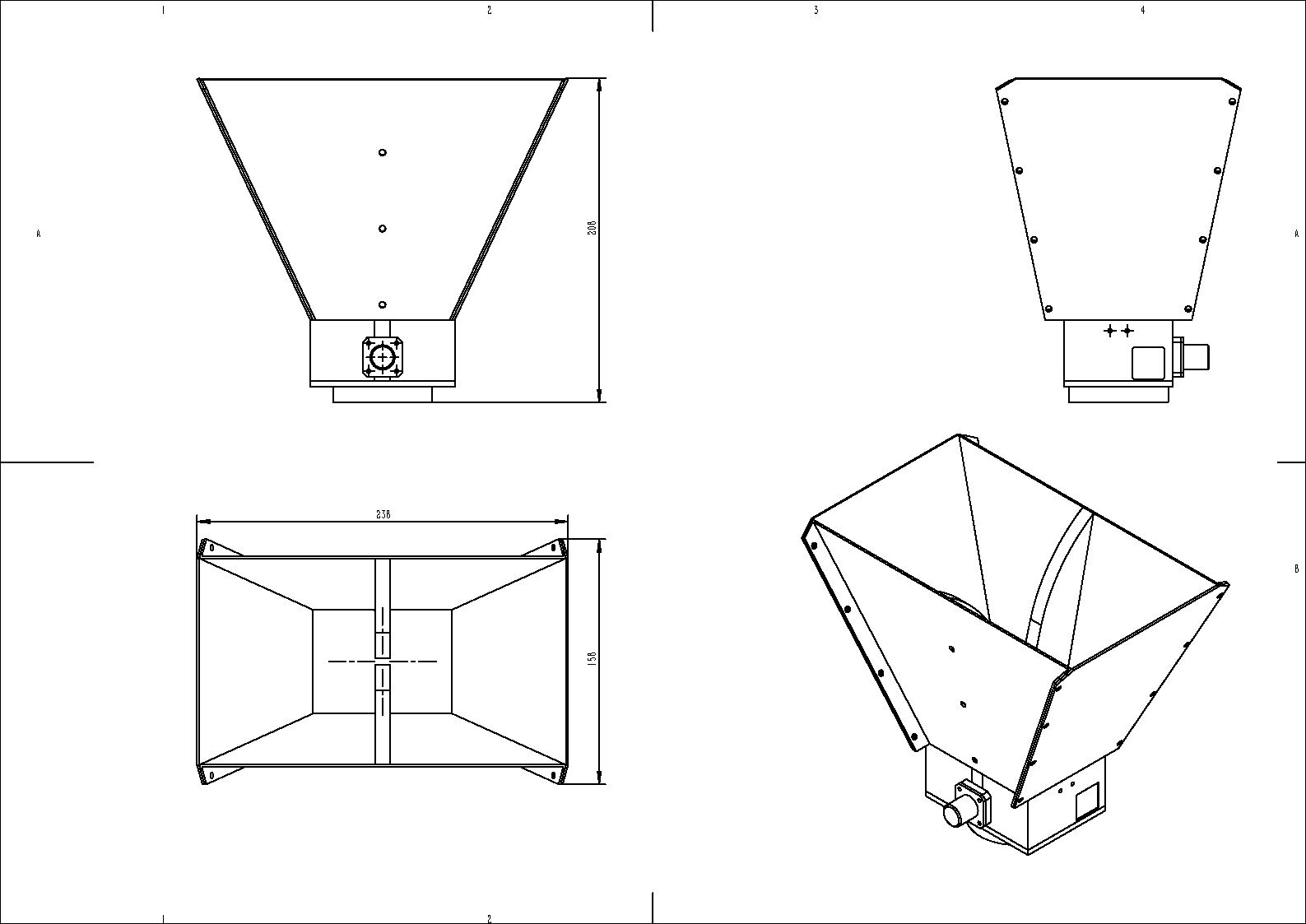 Ultra wide-band dual ridged horn antenna 1-18GHz-Outline
