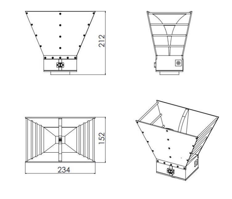 Ultra wide-band dual ridged horn antenna 0.8-8GHz-Outline