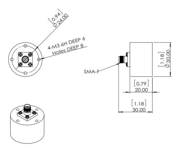 18 GHz to 26.5 GHz Cavity Backed Spiral Antenna OBS-180265-Outline
