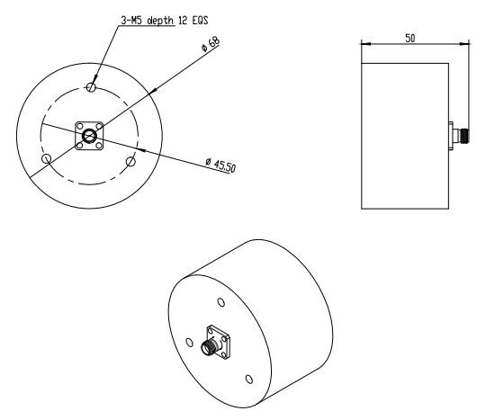 2 GHz to 18 GHz Cavity Backed Spiral Antenna OBS-20180-Outline