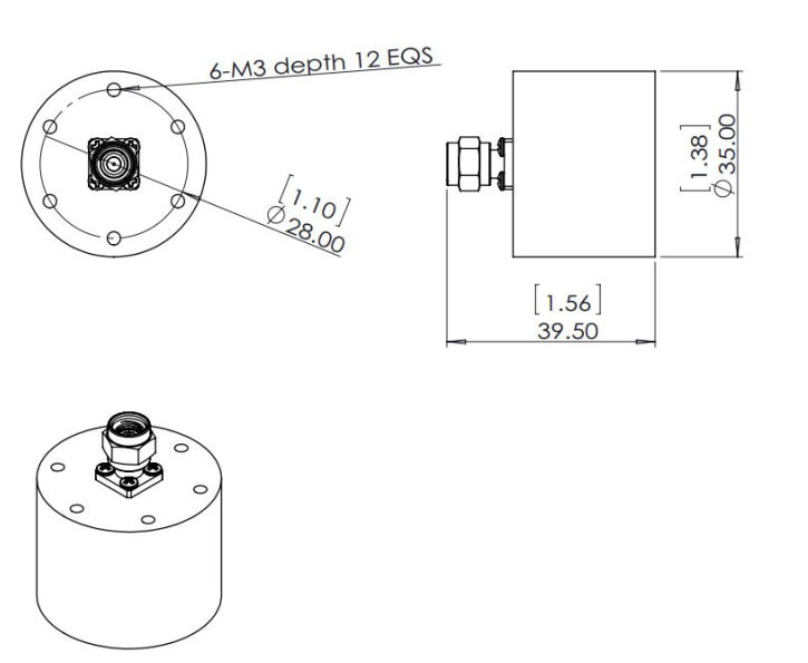 4 GHz to 8 GHz Cavity Backed Spiral Antenna OBS-4080-Outline