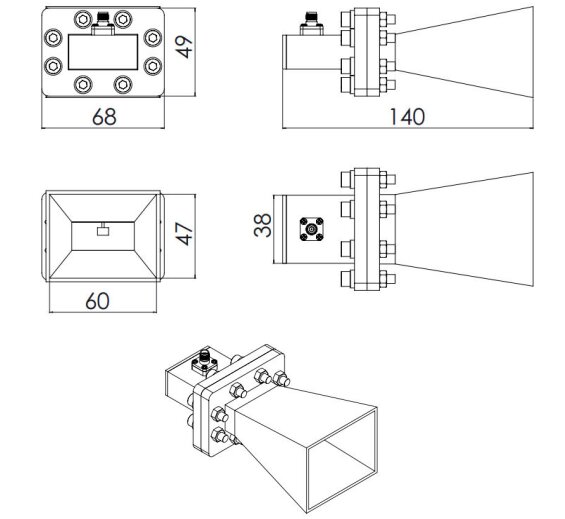 WR-137 Waveguide - Standard Gain Horn Antenna - 10dBi