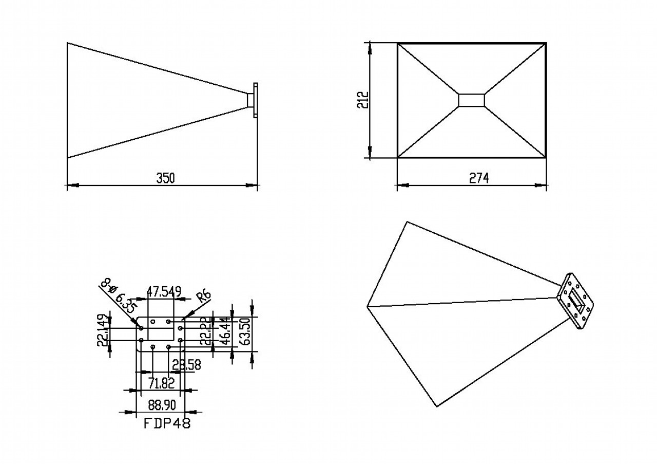 WR-187 Waveguide - 20dBi gain - Standard Gain Horn Antenna