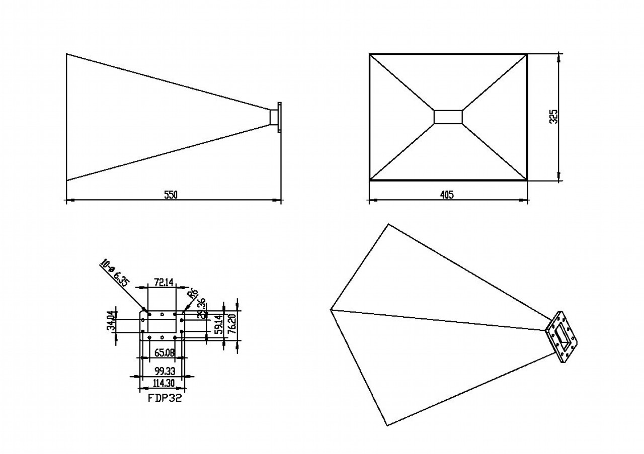 WR-284 Waveguide - 20dBi gain - Standard Gain Horn Antenna