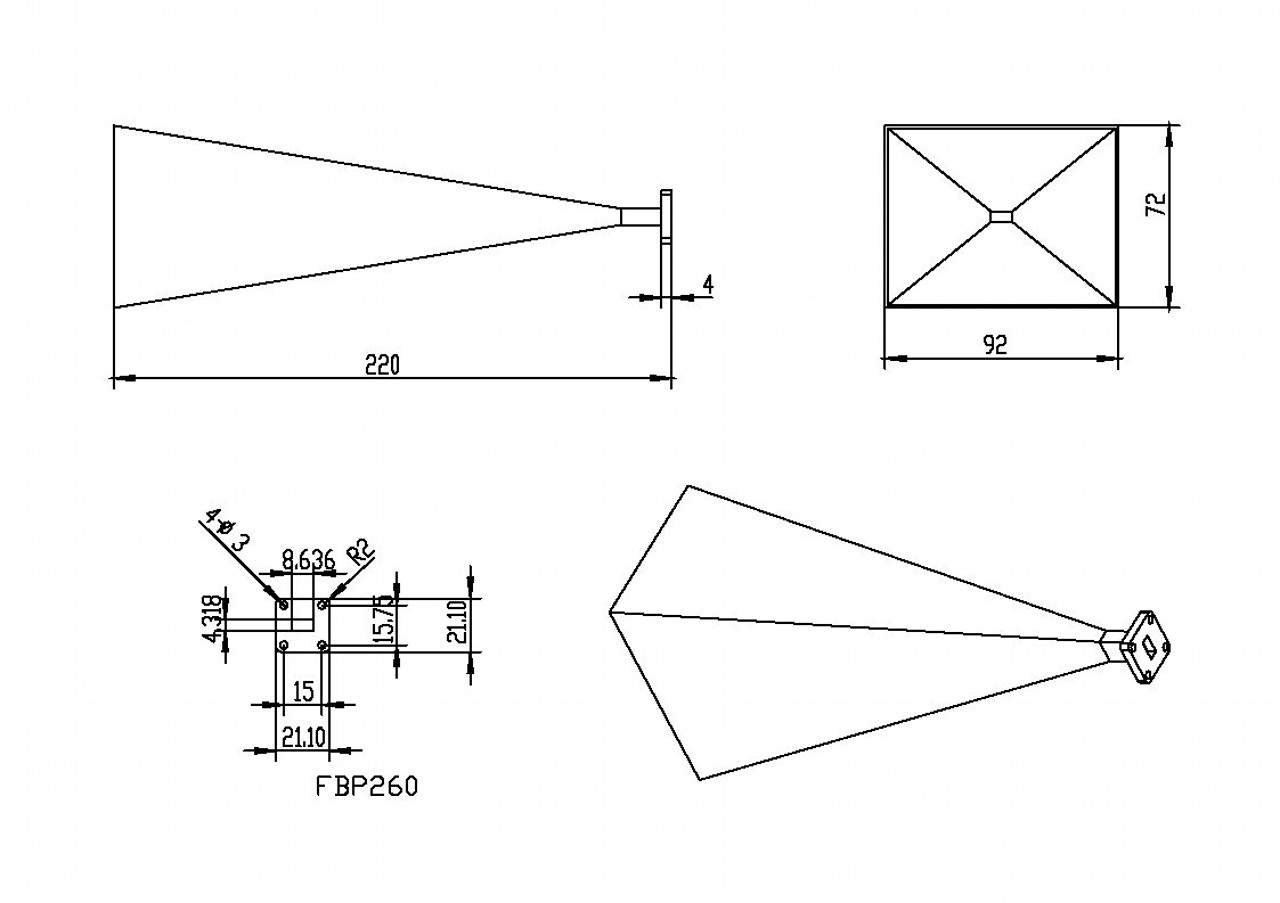 WR-34 Waveguide - 25dBi gain - Standard Gain Horn Antenna - RFecho