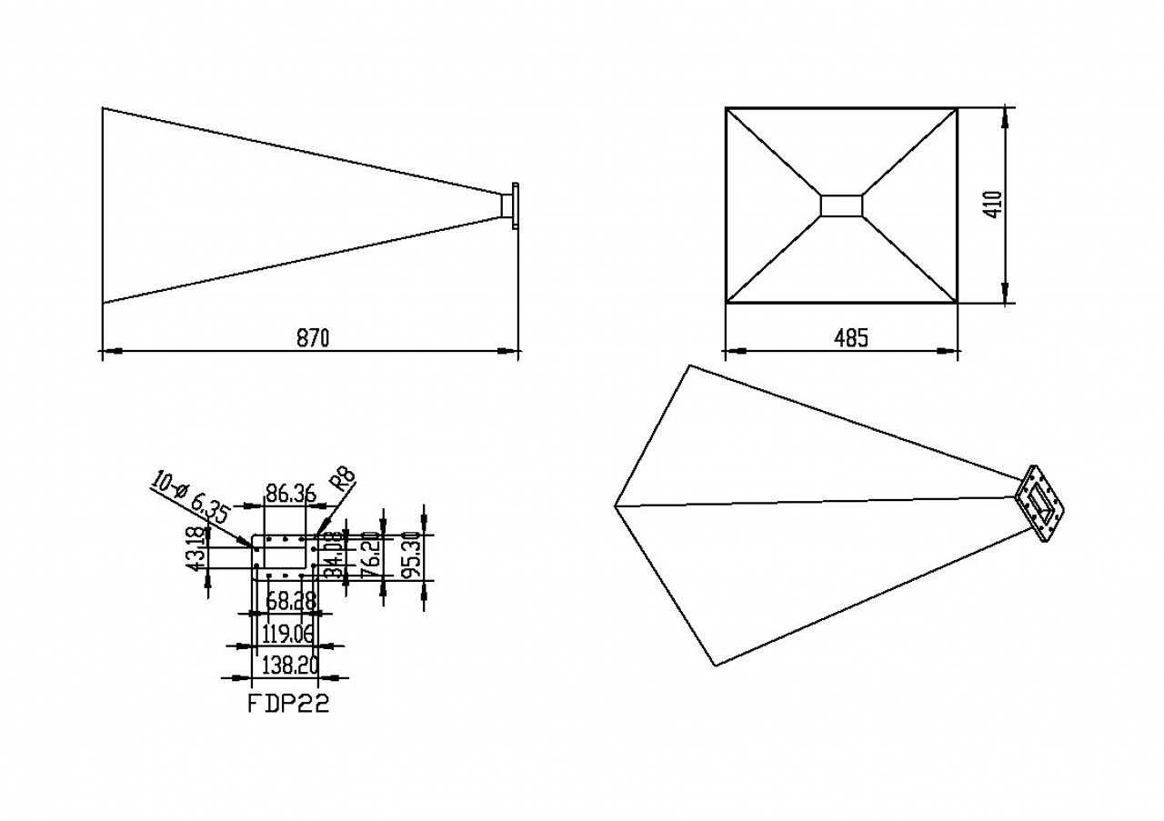 WR-340 Waveguide - 20dBi gain - Standard Gain Horn Antenna