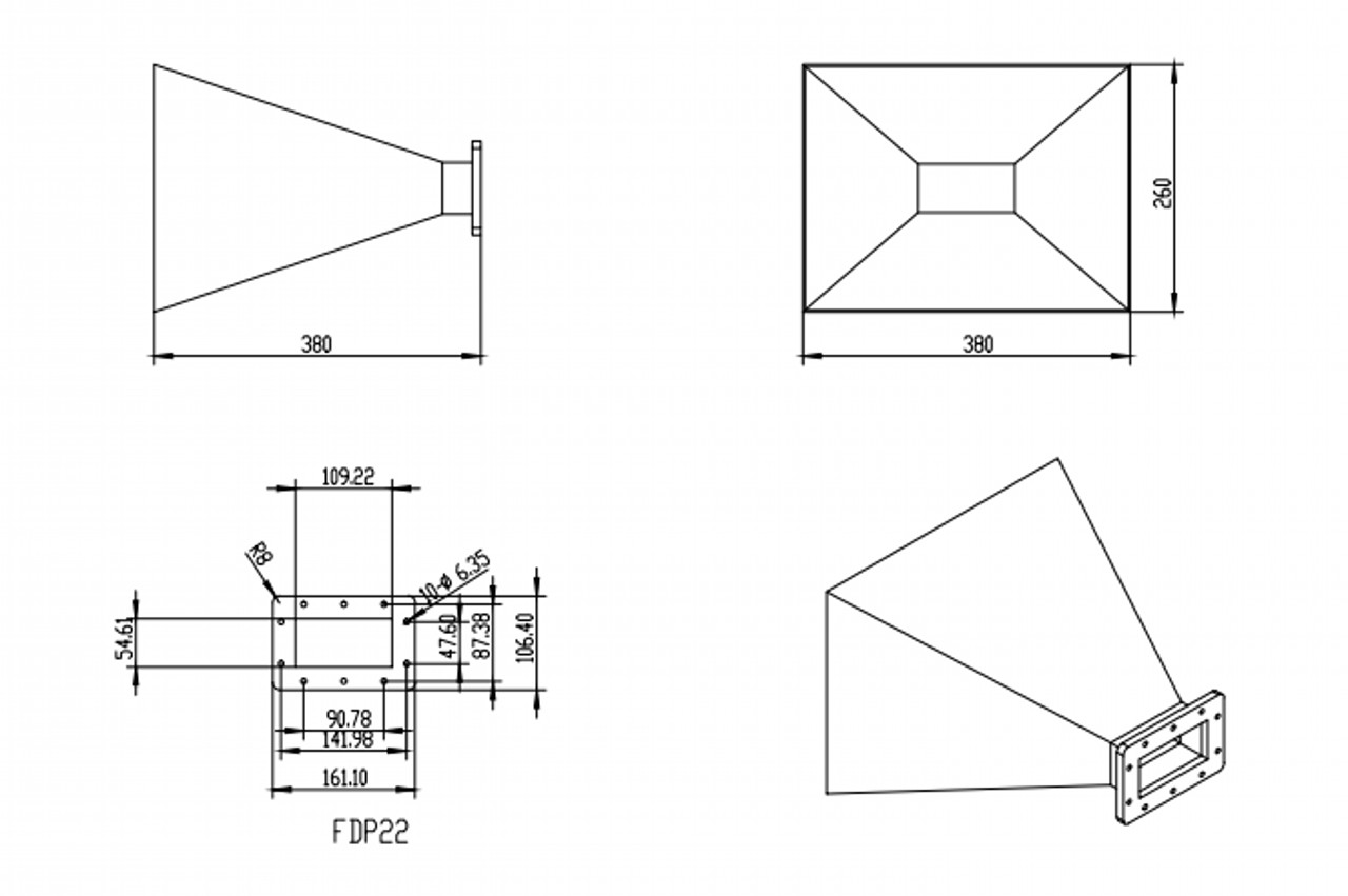 WR430 Waveguide 15dBi gain Standard Gain Horn Antenna RFecho
