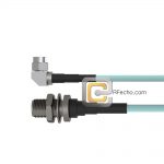 Low Loss N Female Bulkhead to Right Angle N Male, 18 GHz,  LL142 Coax and RoHS