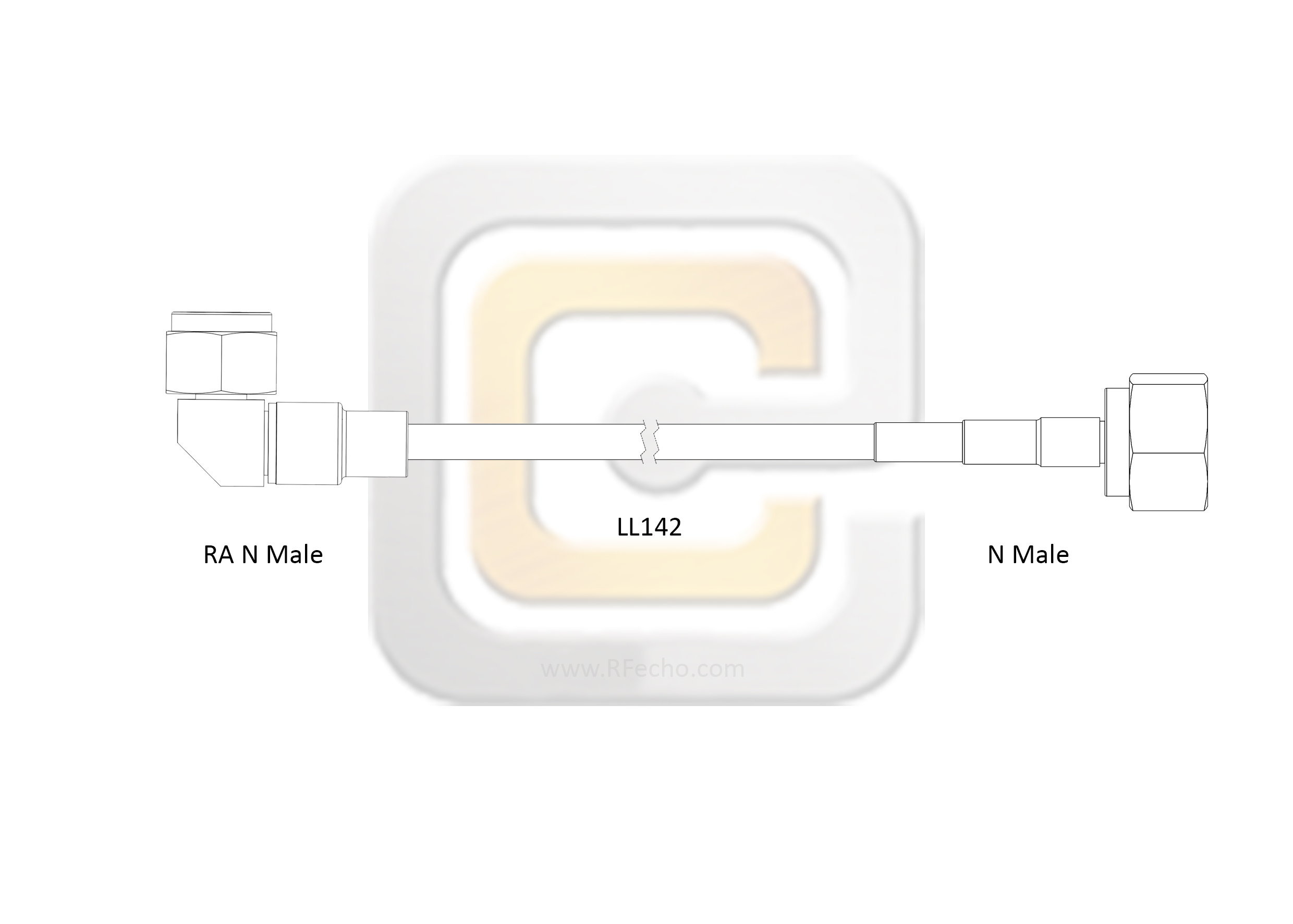 Low Loss Right Angle N Male to N Male, 18 GHz, composite LL142 Coax and RoHS Low Loss Right Angle N Male to N Male, 18 GHz, composite LL142 Coax and RoHS