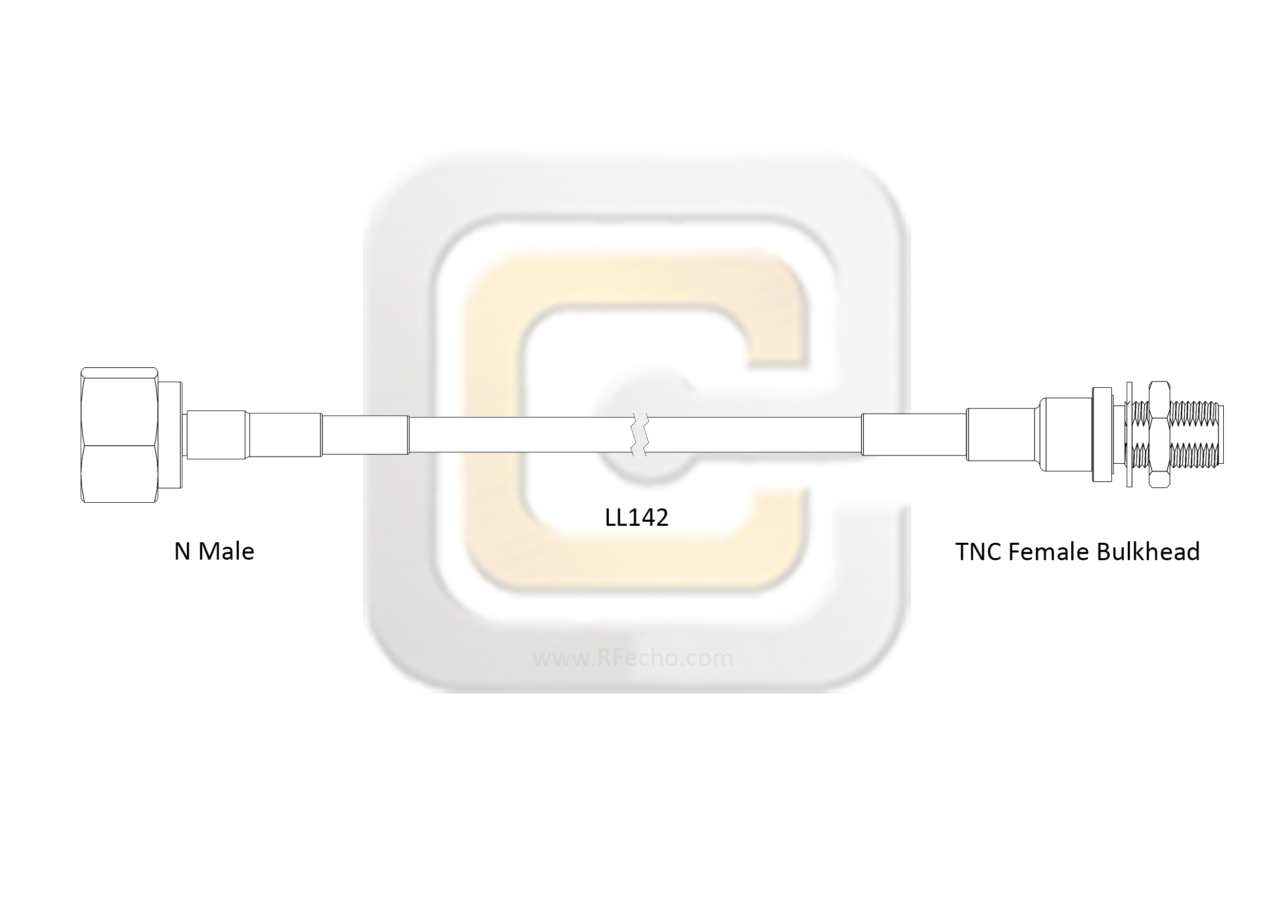 Low Loss N Male to TNC Female Bulkhead, 11 GHz, composite LL142 Coax and RoHS Low Loss N Male to TNC Female Bulkhead, 11 GHz, composite LL142 Coax and RoHS