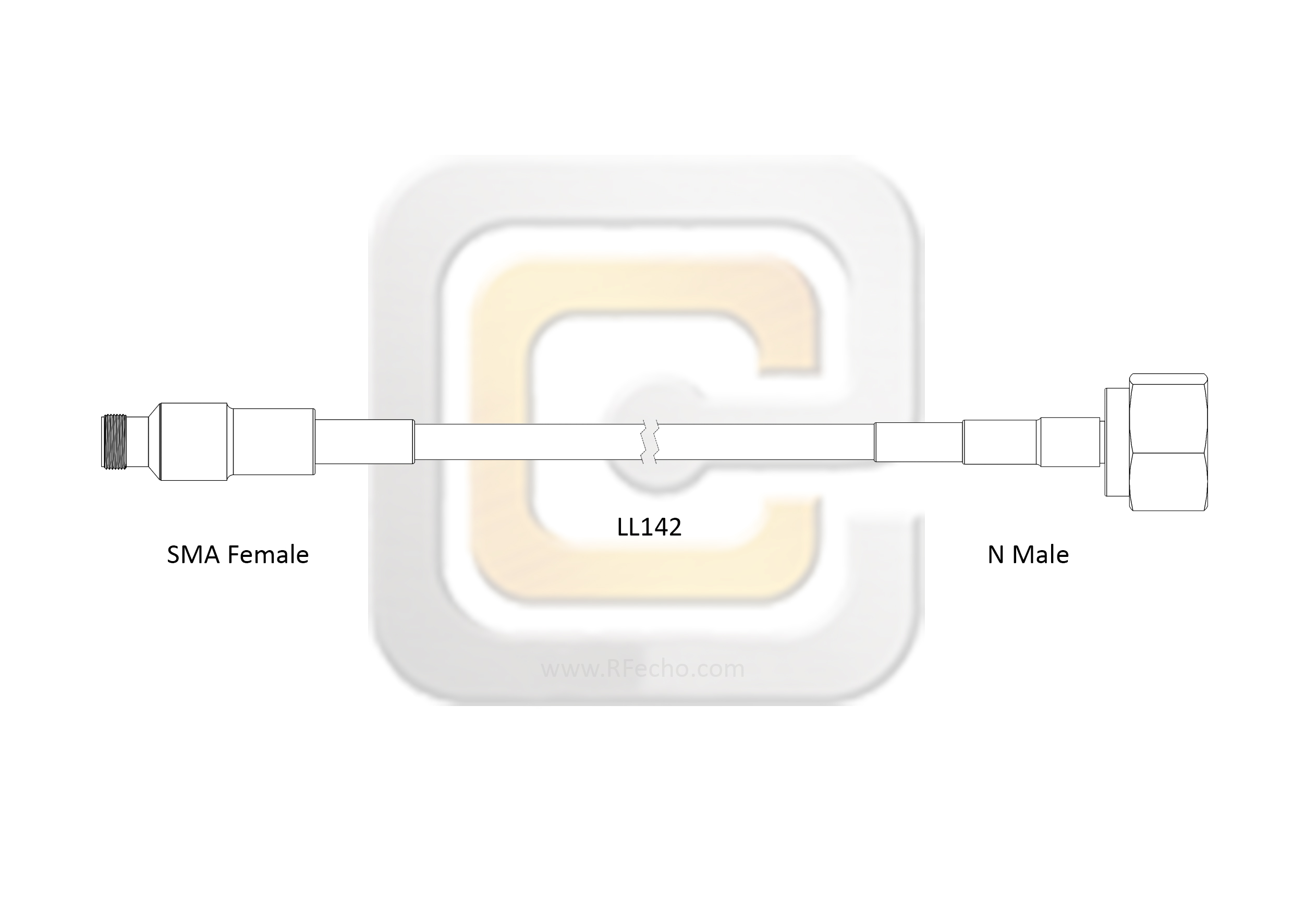 Low Loss SMA Female to N Male, 18 GHz, composite LL142 Coax and RoHS