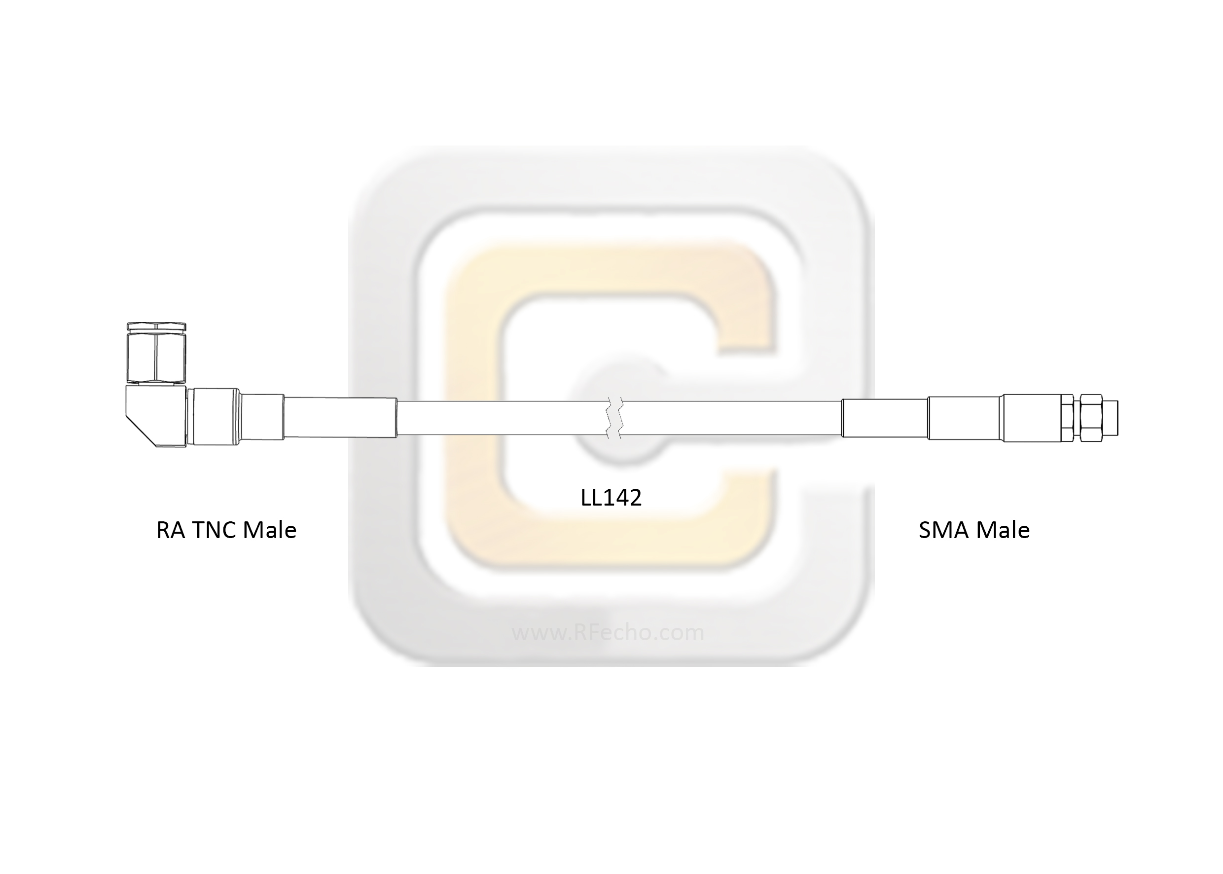 Low Loss SMA Male to Right Angle TNC Male, 11 GHz, composite LL142 Coax and RoHS Low Loss SMA Male to Right Angle TNC Male, 11 GHz, composite LL142 Coax and RoHS