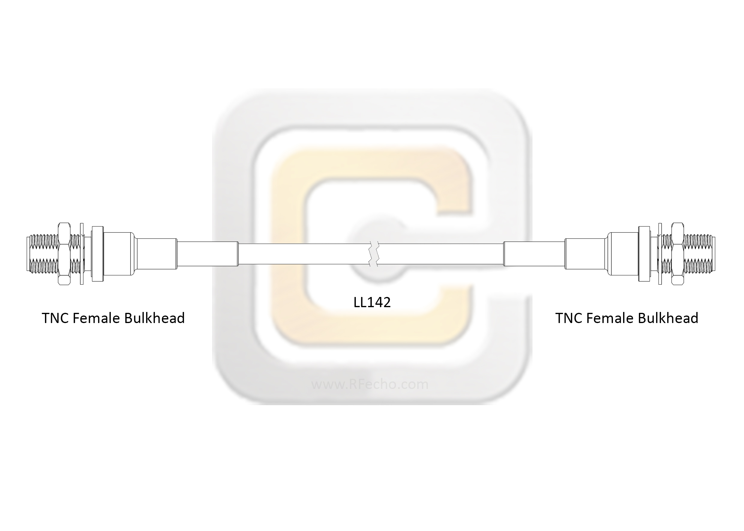 Low Loss TNC Female Bulkhead to TNC Female Bulkhead, 11 GHz, composite LL142 Coax and RoHS