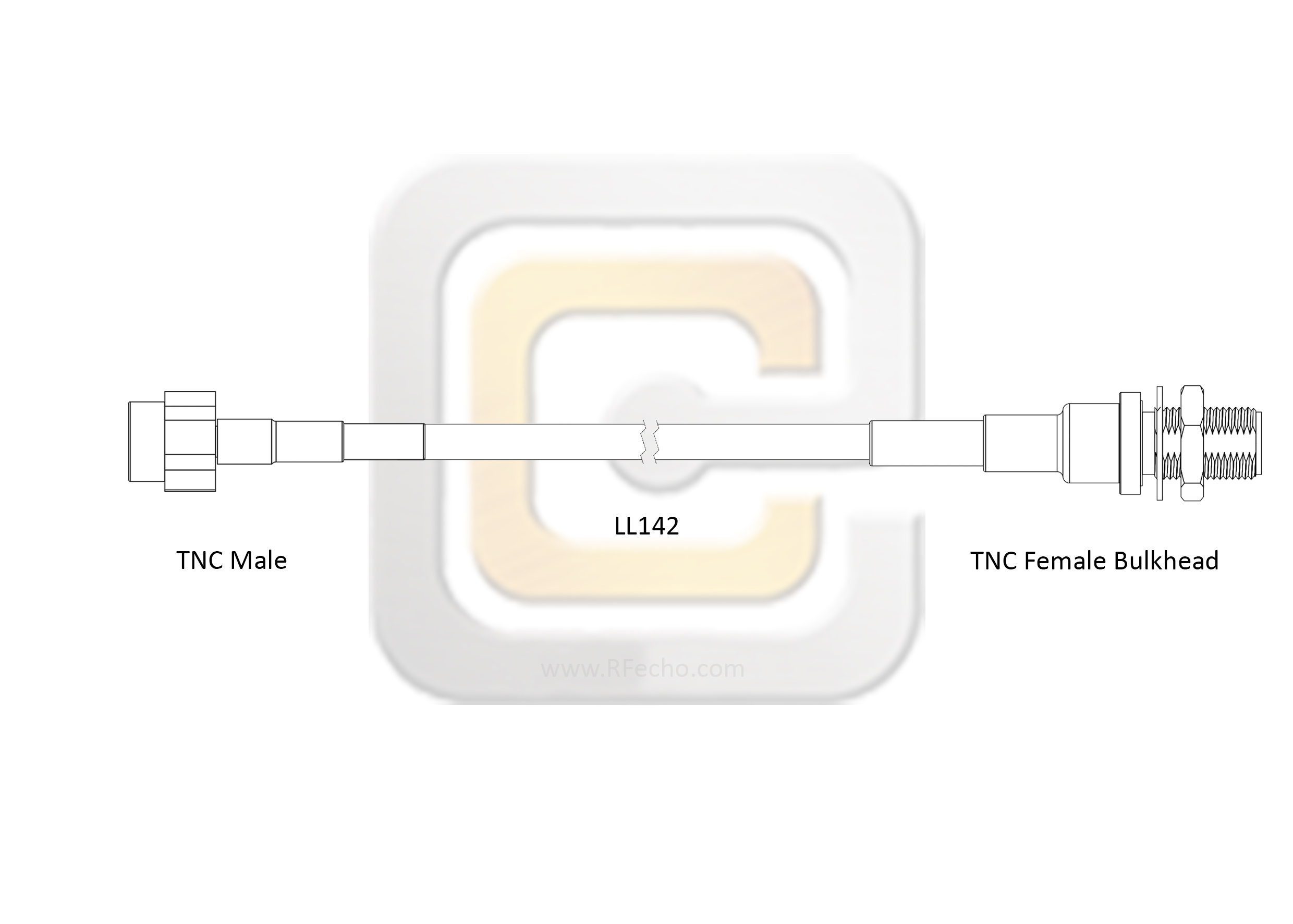 Low Loss TNC Male to TNC Female Bulkhead, 11 GHz,  LL142 Coax and RoHS