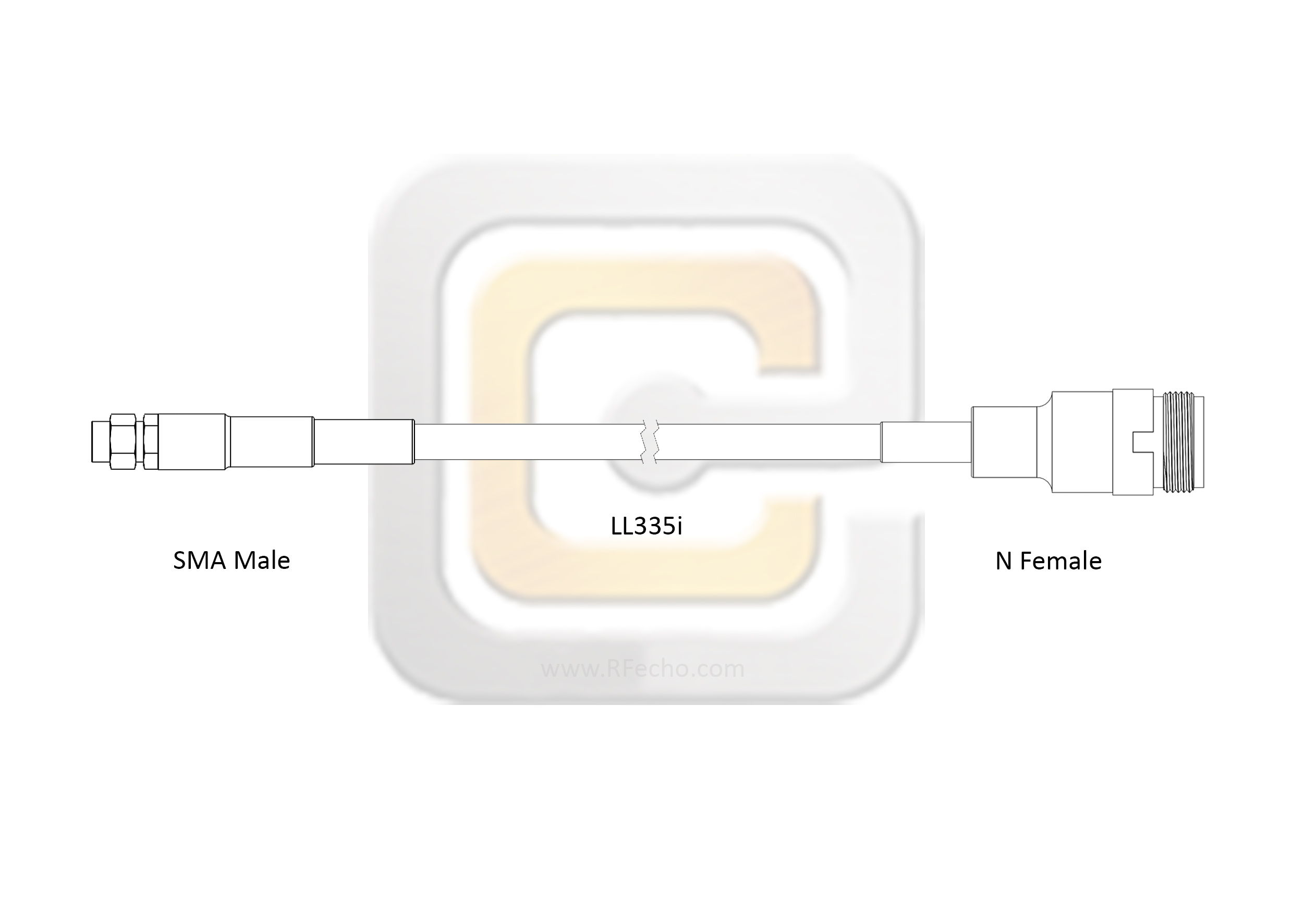 Low Loss SMA Male to N Female, 18 GHz,  LL335i Coax and RoHS