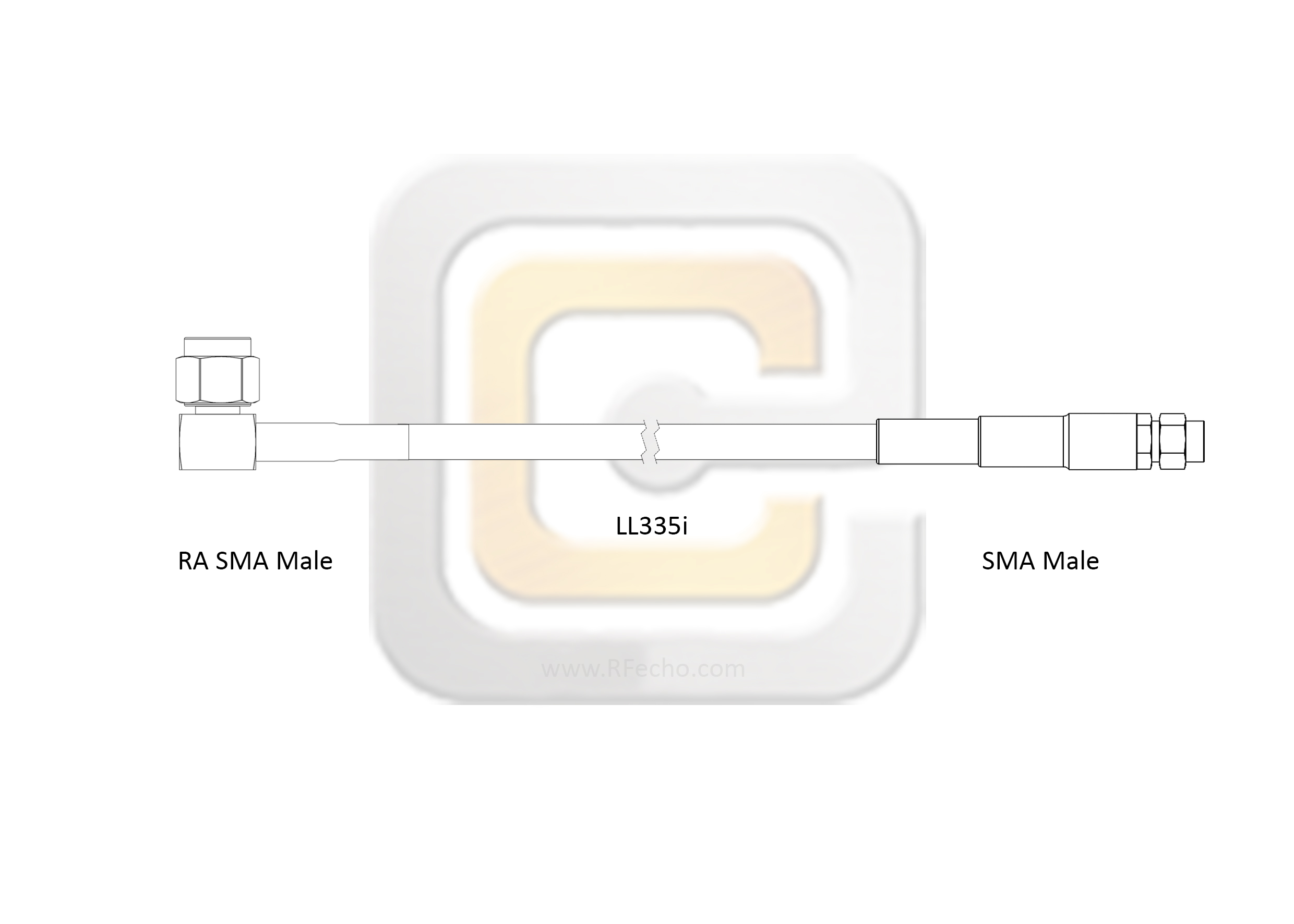 Low Loss SMA Male to Right Angle SMA Male, 18 GHz, Composite LL335i Coax and RoHS Low Loss SMA Male to Right Angle SMA Male, 18 GHz, Composite LL335i Coax and RoHS