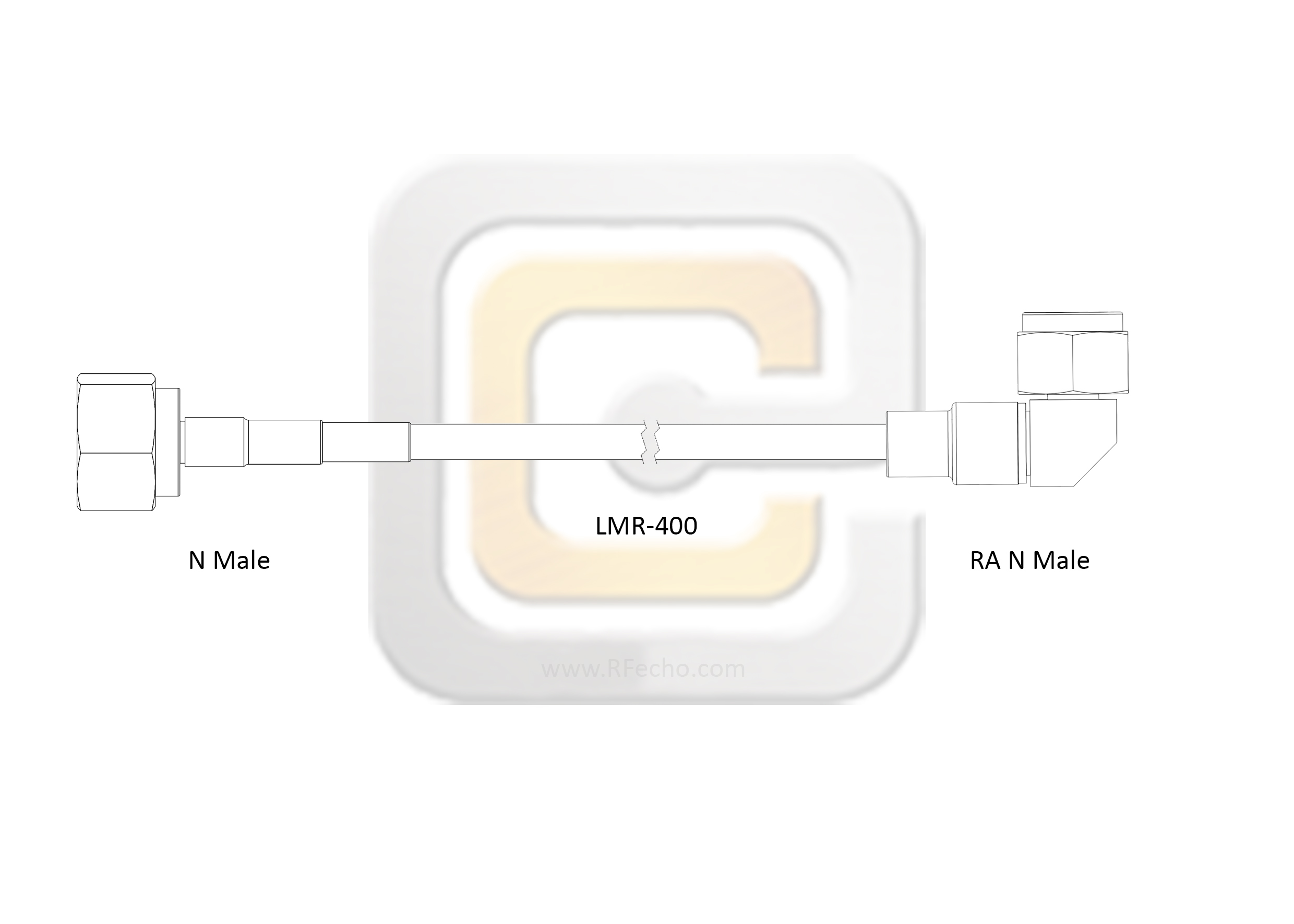 N Male to Right Angle N Male, 5.8 GHz, LMR-400 Coax and RoHS