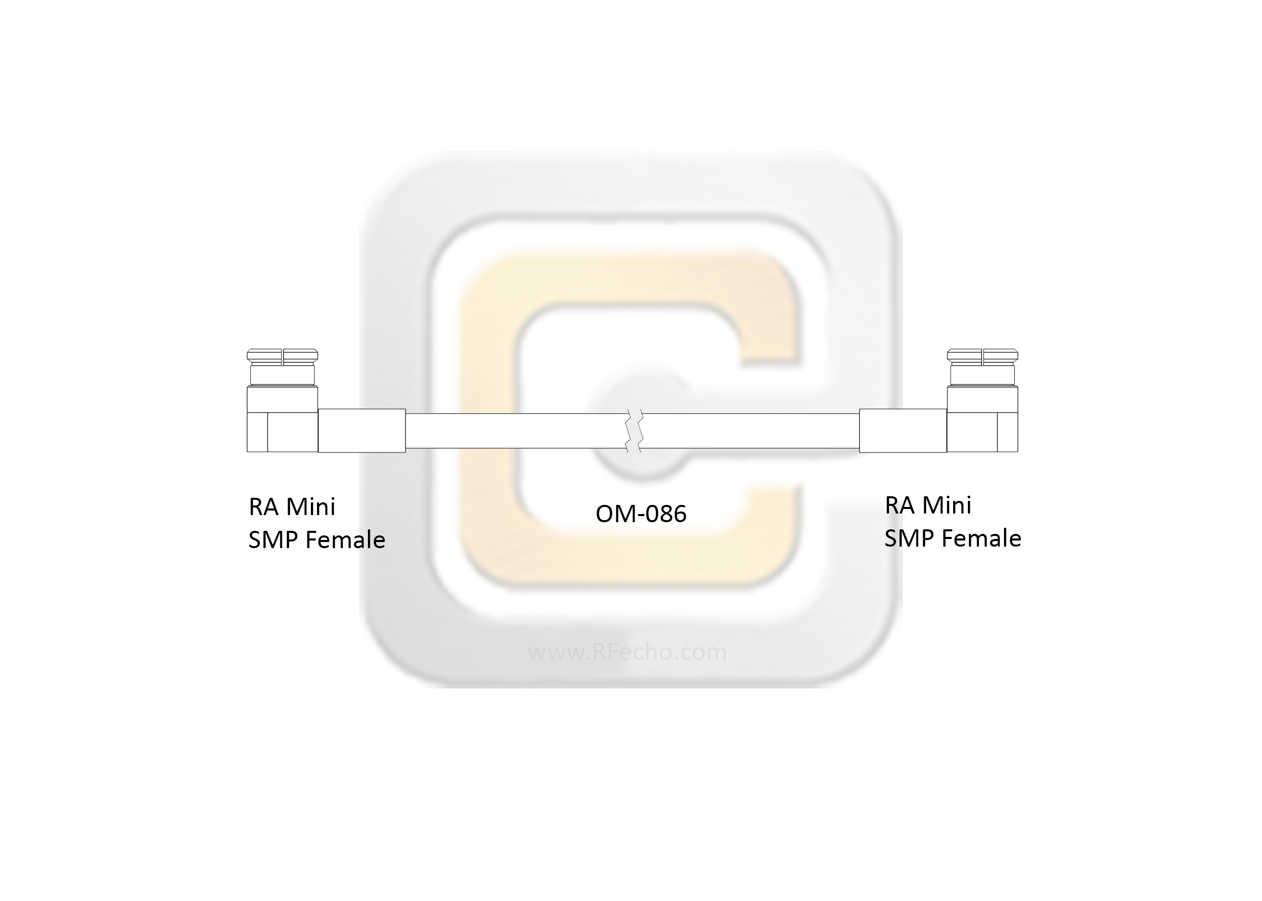 Right Angle Mini SMP Female to Right Angle Mini SMP Female, 26.5 GHz, CompositeOM-086 Coax and RoHS Right Angle Mini SMP Female to Right Angle Mini SMP Female, 26.5 GHz, CompositeOM-086 Coax and RoHS