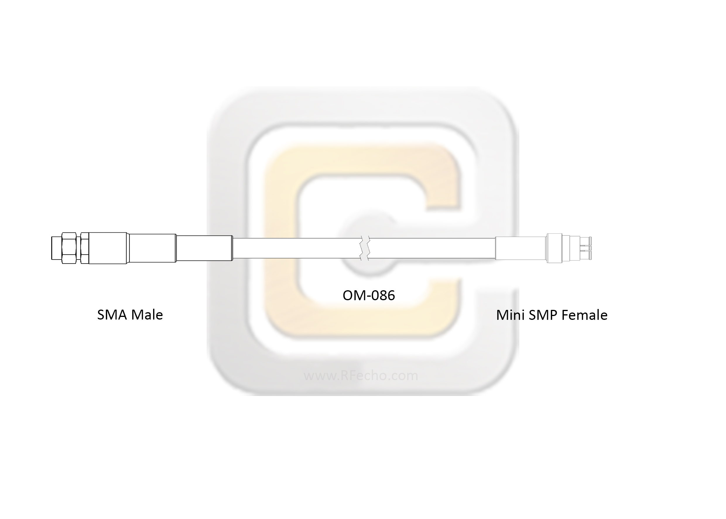 SMA Male to Mini SMP Female, 26.5 GHz, CompositeOM-086 Coax and RoHS SMA Male to Mini SMP Female, 26.5 GHz, CompositeOM-086 Coax and RoHS