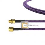 Low Loss SMA Female Bulkhead to SMA Male, 26.5 GHz, Composite OM-141FLEX Coax and RoHS