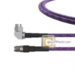 Low Loss SMA Male to Right Angle SMA Male, 26.5 GHz, Composite OM-141FLEX Coax and RoHS