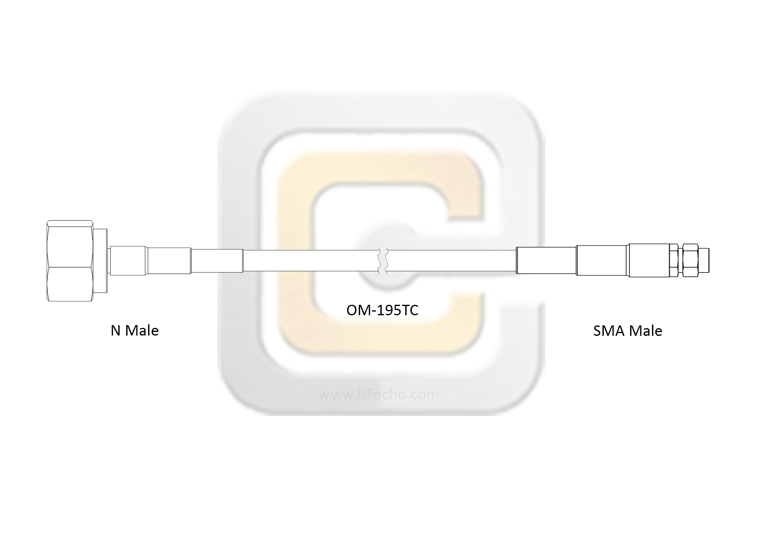 N Male to SMA Male, 18 GHz, OM-195TC Coax and RoHS N Male to SMA Male, 18 GHz, OM-195TC Coax and RoHS