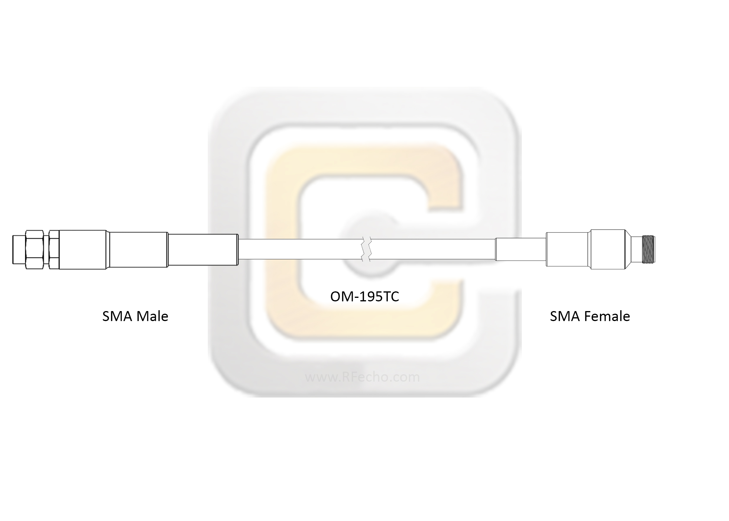 SMA Male to SMA Female, 26.5 GHz, OM-195TC Coax and RoHS SMA Male to SMA Female, 26.5 GHz, OM-195TC Coax and RoHS