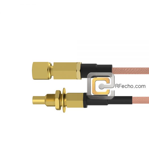 SSMC Plug to SSMC Jack Bulkhead RG178 Coax and RoHS F074-381S0-380S1-30-N