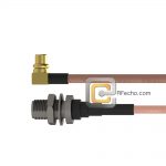 Right Angle MMCX Plug to N Female Bulkhead RG-316 Coax and RoHS F065-271R0-290S1-30-N