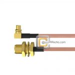 SMA Female Bulkhead to Right Angle MMCX Plug RG-316 Coax and RoHS F065-320S1-271R0-30-N