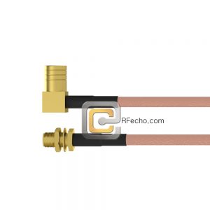 SMA Female Bulkhead to Right Angle Push On SMB Male RG-316 Coax and RoHS F065-320S1-331R0-30-N-01