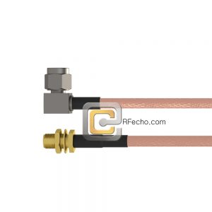 SMA Female Bulkhead to Right Angle SSMA Male RG-316 Coax and RoHS F065-320S1-361R0-30-N