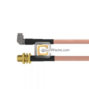 Right Angle SMA Male to SMA Female Bulkhead RG-316 Coax and RoHS F065-321R0-320S1-30-N