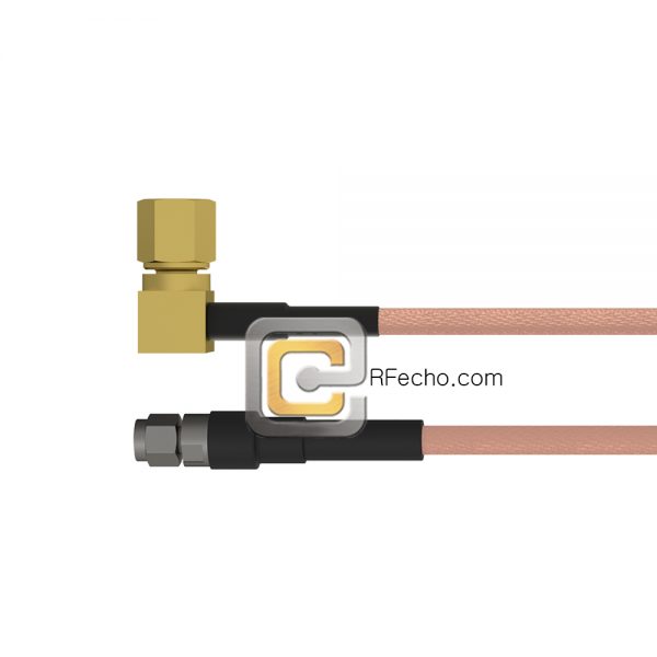 Right Angle SSMC Plug to SMA Male RG-316 Coax and RoHS F065-381R0-321S0-30-N