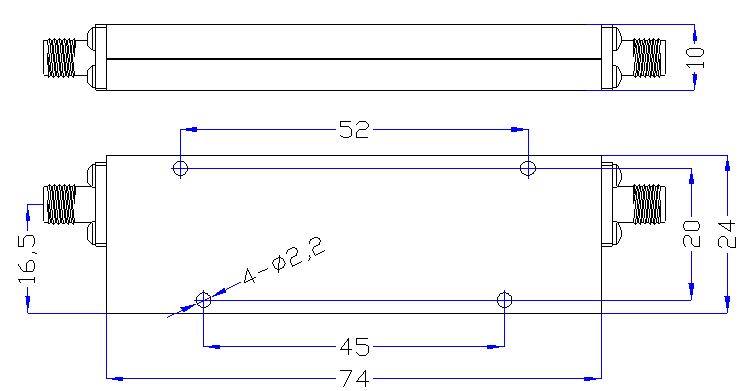 1.0 GHz to 10 GHz Rejection ≥60 dB @ DC-0.65 GHz High Pass Cavity Filter 01