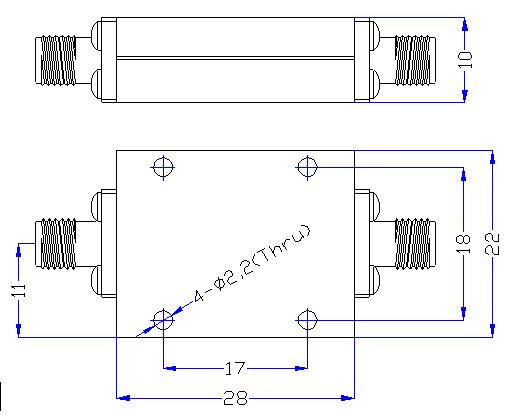 10.0 GHz to 24 GHz Rejection ≥60 dB @ DC- 9.17 GHz High Pass Cavity Filter 01