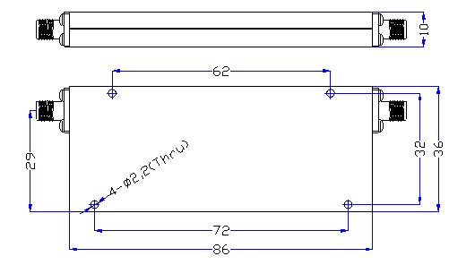 1.25 GHz to 7 GHz Rejection ≥60 dB @ DC -1.04 GHz High Pass Cavity Filter 01