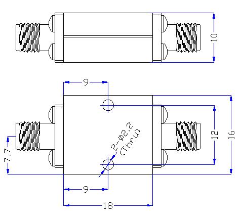 18.0 GHz to 28 GHz Rejection ≥60 dB @ DC-16 GHz High Pass Cavity Filter 01